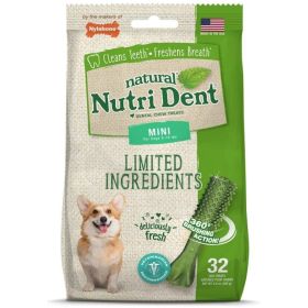 Nylabone Natural Nutri Dent Fresh Breath Dental Chews (Option: Limited Ingredients  Mini  32 Count)