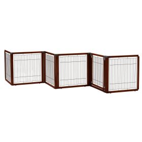 Richell Convertible Elite 6 Panel Pet Gate (Option: Cherry Brown)